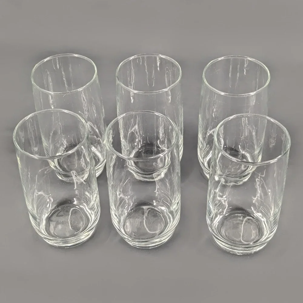 Set of 6 Clear Glass Highball Tumblers Weighted Base Drinking Glasses 5.1in